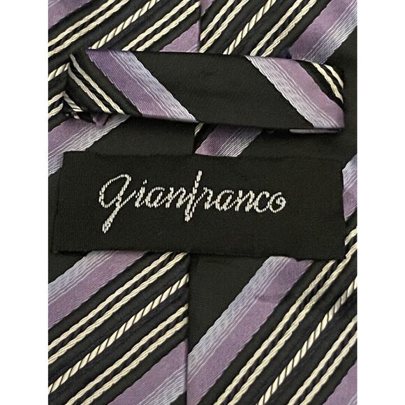 Gianfranco Black Purple 100% Polyester Men’s Neck Tie Made In China - Picture 8 of 9